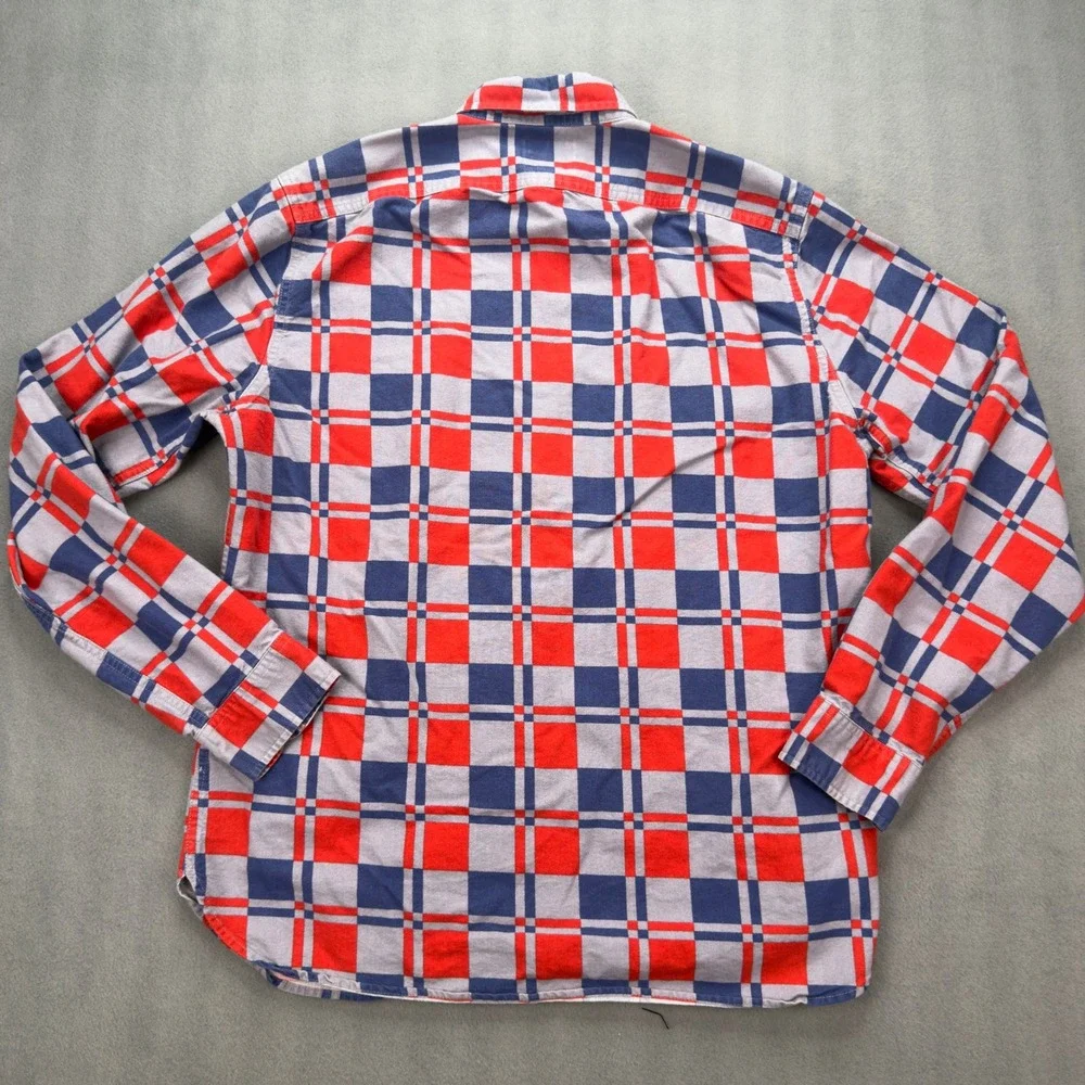 J.Crew Mens Classic Fit Chamois-Flannel Workshirt Checkmate Red Blue Mens Medium